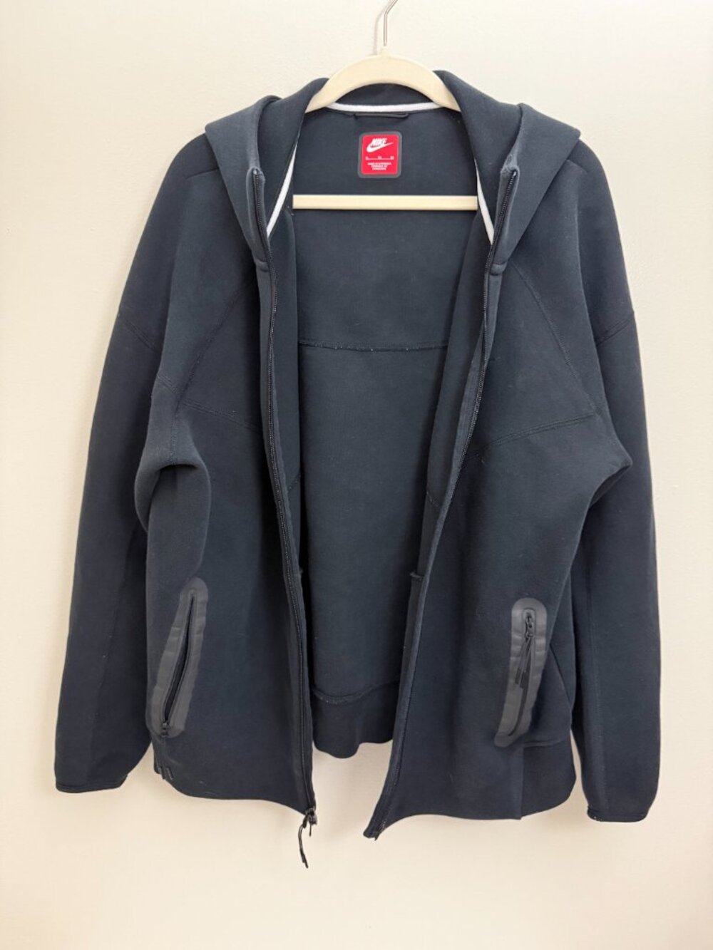 Nike Mens Tech Fleece Full-zip Triple Black Hoodie XL Sportswear Cool Comfort!